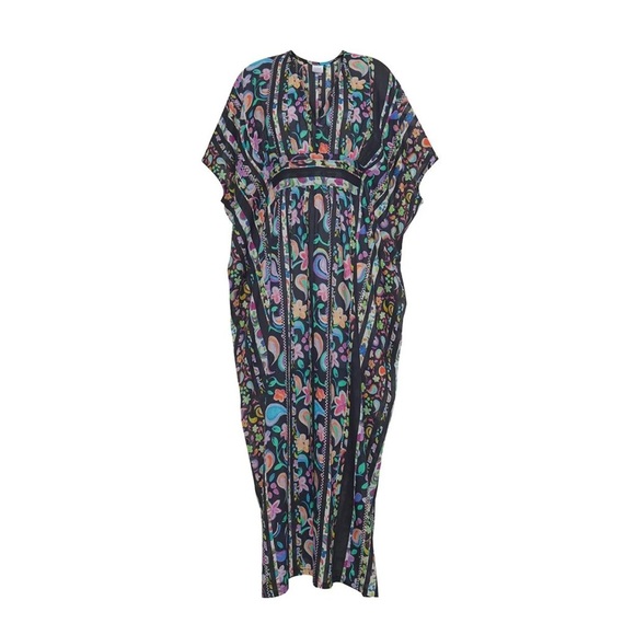 Sara Joy Painted Paisley Caftan Light Weight One Size - Picture 3 of 10